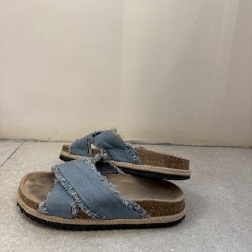 Asos flatform cross strap espadrille sandals in denim