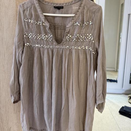 Beige, with Sequin Tunic